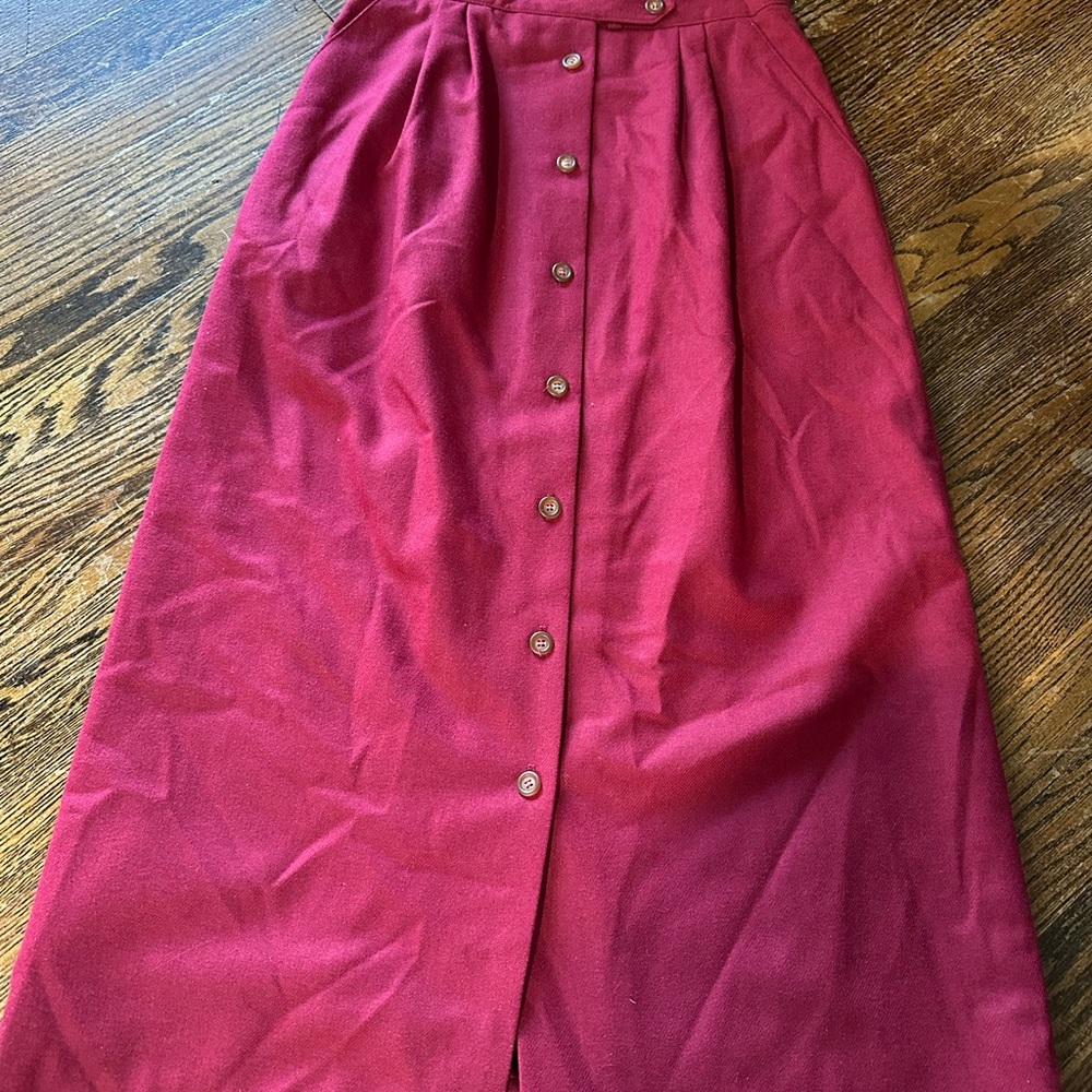 Elegant Wine Button-Down A-Line Skirt